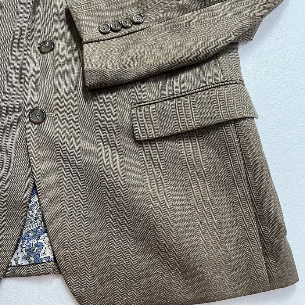 Lauren Ralph Lauren LRL Tan Beige Paisley Lined Blazer Sport Coat Jacket Men 42S